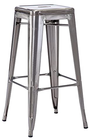 Duhome Sgabello Bar Industriale Esterno, Set di Sgabelli Bar Alto in Metallo, Impilabile Sgabelli da Pranzo, Scandinavian Sgabello Alta per Cucina, Pranzo, Pub, Moderni (Primario, 76cm)