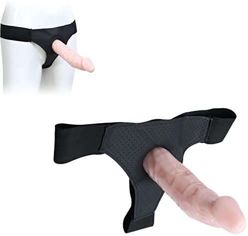 BDSMJOY Dildo con cinturino cavo, Dildo con cinturino Guaine per, Perizoma regolabile con dildo cavo, Estensore per pene per uomo, Masturbatore per giochi di ruolo con replica del pene (M)