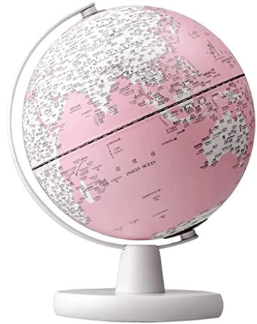HRTC wereldbol Elegante Mappamondo Vintage con Supporto Globo Luminoso Rosa, Luce Notturna A LED A 5 Colori, Globo Decorativo per Ufficio per Bambini Manuale Pratico