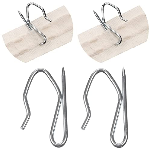 HOMMAKR Heavy Duty Zinc Metal Drapery Pin Hooks Pack of 50 Curtain Pin Hooks for Pencil Pleat Curtains, Silver