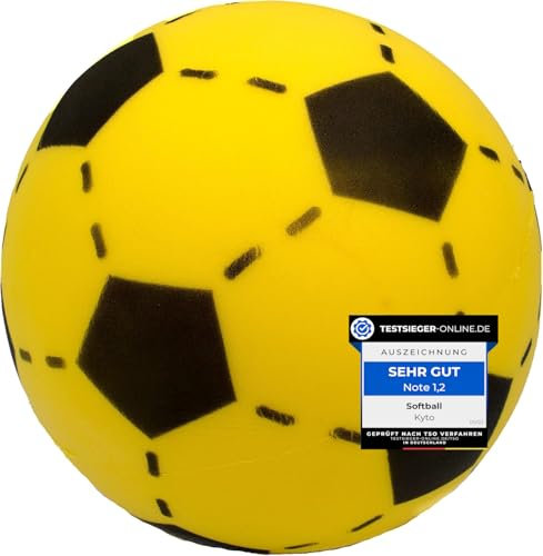 Kyto Softball 20 cm Schaumstoffball Kinder Fußball weicher Ball Indoor & Outdoor (Einzeln) (1 Ball, gelb)