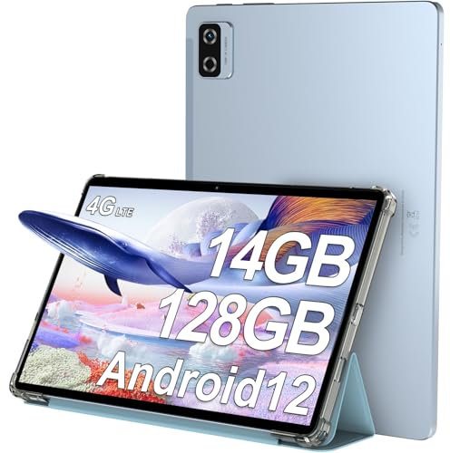 Tablet 10 Inch Blackview Tab12Pro 14+128GB/1TB, Android 12 Tablet GMS, FHD+IPS Incell Screen, 4G Tablet with Sim Card Slot, 5G WIFI, 13MP Camera, 6580mAh, BT5.0, GPS, 2-Year Warranty, Tablet with Case