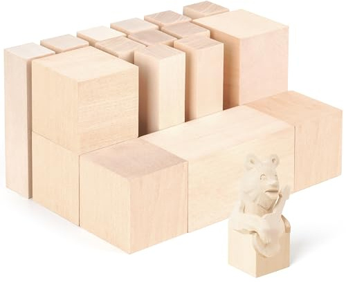 Winter Shore Lindenholz zum Schnitzen [19er-Pack] - 3 Verschiedene Größen - Set Schnitzholz für Kinder, Anfänger & Erwachsene - Weiches, Unbehandeltes Holz Basteln - Glatte Oberfläche, Gratfrei - DIY