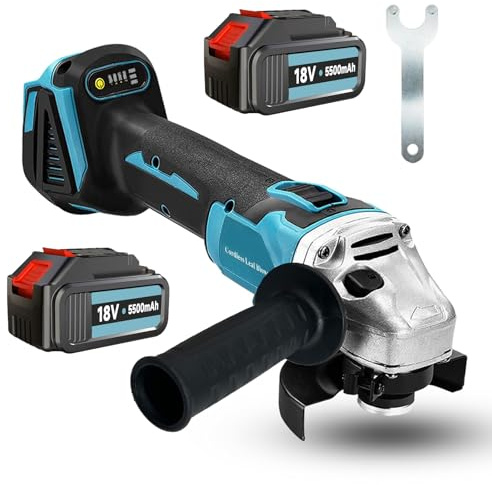 Cordless Angle Grinder 18V Brushless Angle Grinder Tool w/ 2X 5.5Ah Battery