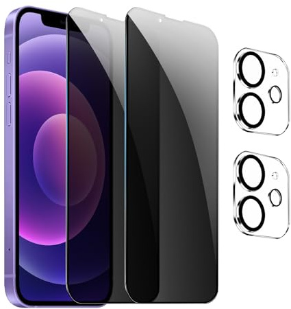GXAYZ 【4 Stück Sichtschutz Schutzfolie für iPhone 12 mini,Privacy Panzer Schutz glas，[2* Anti-Spy Schutzglas + 2* Kameraschutz] Anti-Peeping Sichtschutzfolie，Anti-Spy Schutzglas