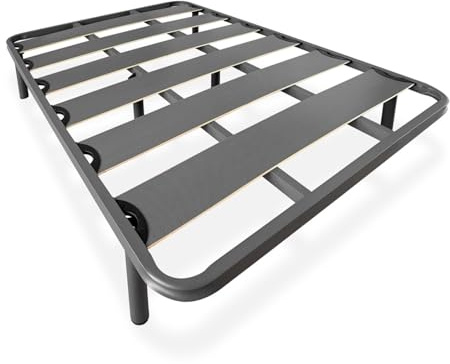 amuéblate online - Somier Reforzado de Láminas Anchas, Anti - Ruido, Estructura 40x30 mm con Juego de Patas Roscadas, Fuerte y Resistente 160x190
