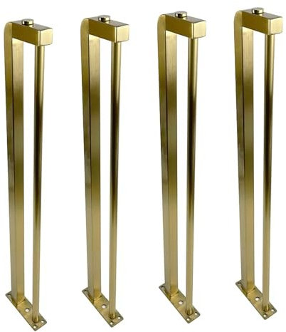 Tischbeine aus Metall, Schreibtischbeine im Modernen Industriestil, Möbelbeine Robuste, mit Bodenschonern und Schrauben, für Couchtisch Füße, Ess Tischbein, Beistelltischbeine(Gold,45cm/18inch)
