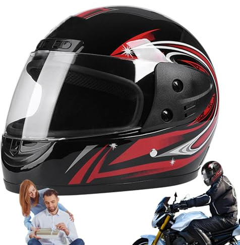 Generic Full Face Motorcycle Helmets for Men | Comfortable, Lightweight Street Helmets with Aerodynamic Design, Black