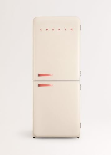 CREATE / RETRO FRIDGE COMBI 185 TERRACOTA/Frigorífico combi blanco roto maneta terracota con congelador 401L / 190W, sistema No Frost, 3 estantes, 2 cajones, regulador temperatura, 70x65x185 cm