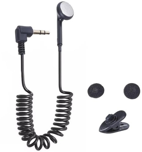Zunishaone Auricolare mono cablato con filo a spiral | Auricolare singolo da 3,5 mm - Cuffia leggera con cancellazione del rumore, audio HD, per lavoro, riunioni, streaming, podcast