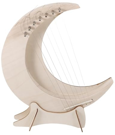 JOINPAYA Harfe mit 7 Saiten Tragbare Leierharfe im Mondform Design Warmem Klang und Kreativem Stil für Anfänger und Musikliebhaber