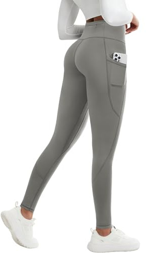 CMTOP Women's Fleece Lined Leggings High Waisted Thermal Leggings Winter Warm Thick Waterproof Stretchy Sports Yoga Pants Running Hiking Workout Tights Trousers with Pockets