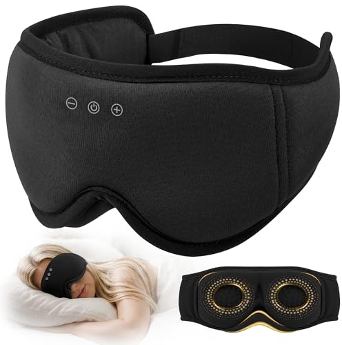 LOVE EYE Bluetooth Schlafmaske für Seitenschläfer, ultraflache Kopfhörer | Premium Bambus-Baumwolle | Tiefe 3D-Augenmulden | Hochwertiger Klang | Waschbar | Atmungsaktiv | 16 Std. Akkulaufzeit