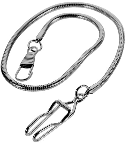 VILLCASE Vintage Schwarz mit Clip aus Legierung Taschenuhrkette für Weste | Hängende Ausführung, Leicht und Tragbar, für Formelle oder Legere Kleidung, Passend zur Taschenuhr
