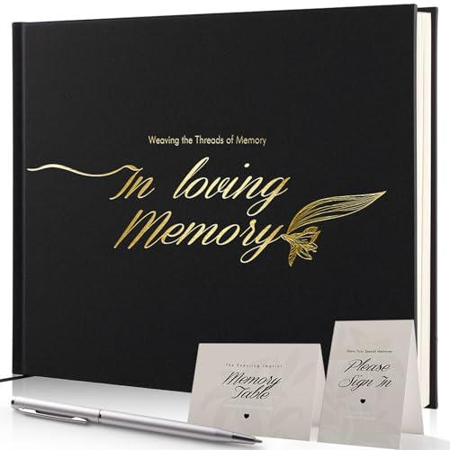 Funeral Memory Book with Sign & Pen, Condolence & celebration of life