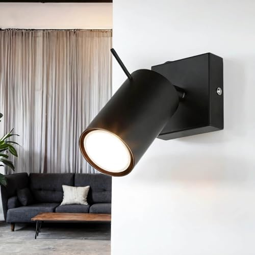 Licht-Erlebnisse Wandspot Metall Schwarz Wohnzimmer Küche Flur T:15 cm GU10 max. 35 Watt schlicht klein Modern verstellbare Wandleuchte Esszimmer RING