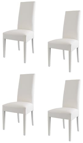 t m c s Tommychairs - 4er Set Moderne Stühle Luisa für Küche und Esszimmer, robuste Struktur aus lackiertem Buchenholz Farbe Weiss, Gepolstert und mit weissem Kunstleder bezogen