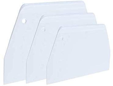 Luckycivia 3-Piece Trapezoidal Plastic Scraper - Multi-Function Kitchen Tool for Pizza Dough, Pastry, Cake (White)