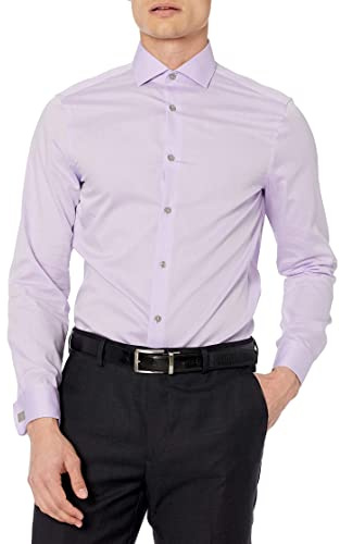Calvin Klein Dress Shirt Slim Fit Non Iron Solid French Cuff Camicia da Cerimonia, Lilla, 43 cm Collo 91/94 cm Manica (XL) Uomo