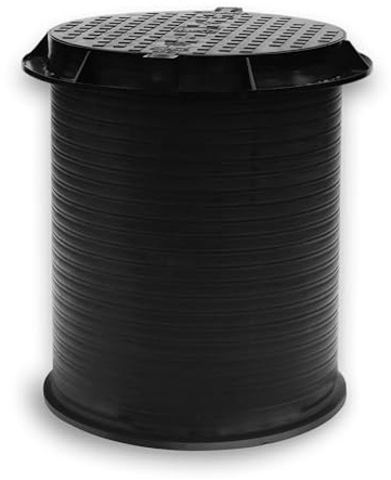 Varile 60x80cm Brunnenschacht, Revisionsschacht aus Kunststoff (MIT Boden) & abschließbaren Deckel Belastbar bis 1,5 t Schwarz