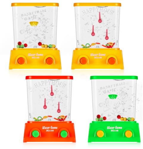 Gejoy 4 Stück Wasserflipper Mini Wasser Ring Spiel Geduldsspiel Wasser Ringe Geschicklichkeitsspiel für Kinder Handheld Wasserspiel Kindergeburtstag Geschenk für Party Mitgebsel 90er Spielzeug