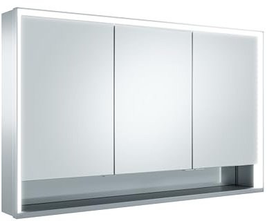 KEUCO Royal Lumos LED Spiegelschrank 120 x 73,5 x 16,5 cm, 3 Türen, Vorbau | offenes Fach, Made in Germany, Aluminium-Korpus, Seiten verspiegelt, Beleuchtung dimmbar, Lichtfarbe einstellbar