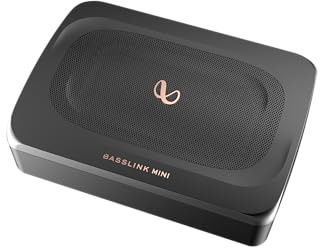 Infinity BassLink Mini Subwoofer Activa compacta 100W RMS y 200W máx con Altavoz 6x8, Carcasa de Aluminio, Filtro de Cruce Ajustable, Refuerzo de Graves y Control Remoto para Sonido Potente y preciso