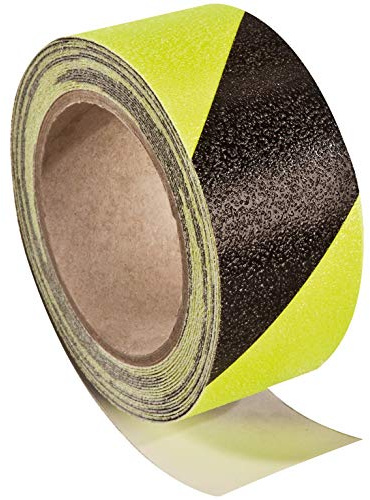 RGB Networks Ltd Warning Hazard Safety Tape - Anti-Slip Adhesive Sticky Yellow & Black Diagonal 5m x50mm (black and yellow non slip)