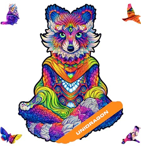 UNIDRAGON Original Holzpuzzle — Ausströmender Waschbär, 196 Teile, Mittel 9.4 x 12.5 Zoll (24 x 32 cm) Schöne Geschenkverpackung, Einzigartige Form Erwachsene und Kinder