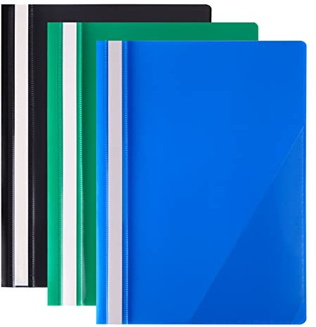 Schnellhefter, Dokument Schnellhefter A4 mit Dreieckstasche, Plastik, 3 Farben (Blau Grün Schwarz), 24 Stück