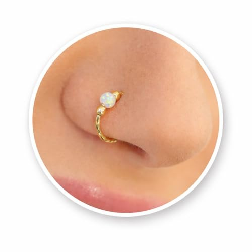 Kleiner Opal Fake Nasenring - 14K GOLDGEFÜLLT - Kein Piercingloch Erforderlich- Clip Faux Nasenpiercing