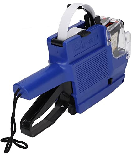 Pistolet à étiquettes de prix, marqueur de prix durable Large application Système d'alimentation à pignon à 2 lignes à 10 chiffres pour magasin (Bleu)