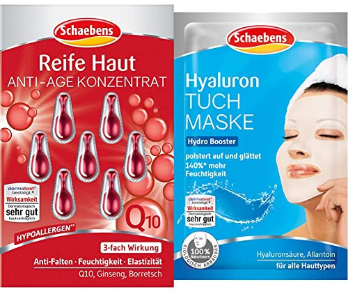 Schaebens Reife Haut Konzentrat, 6er Pack (6 x 7 Stück), 02200 & Hyaluron Tuchmaske, 21 g