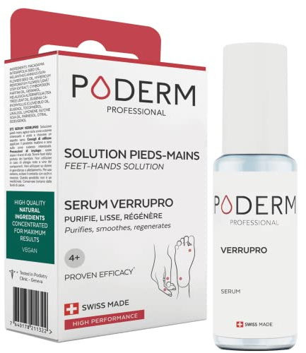 PODERM – VERRUPRO SOLUTION PIEDS-MAINS – Soin INDOLORE - Huile Sérum/Ingrédients 100% Naturels - Soin professionnel - Facile & Rapide – Swiss Made