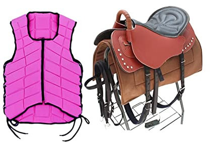 Reitsattel-Set Reitrückenschutz Reiten Sicherheitsweste Körperschutzausrüstung für Männer Frauen Kleinkind Kinder Jungen Mädchen (Farbe: Rose, Größe: CL + B)