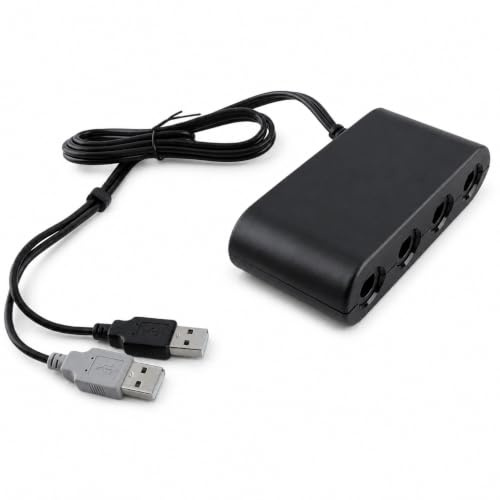Controller Adapter für Wii U, PC und Switch - 4 Ports 3 in 1 Game Controller Adapter Mit Turbo Funktion