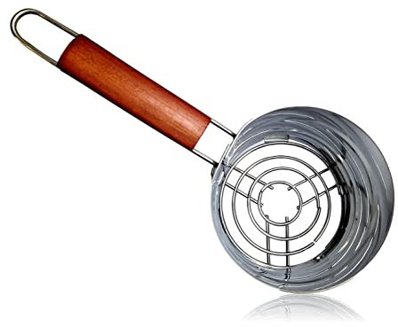 Shisha Kohlebehälter | Anzündkamin | Kohlekorb für die Shisha, Wasserpfeife Kohle | Grillkohlekorb mit Holzgriff | Charcoal Basket | auch geeignet als Grillkohleanzünder für BBQ, Kamin, Grills