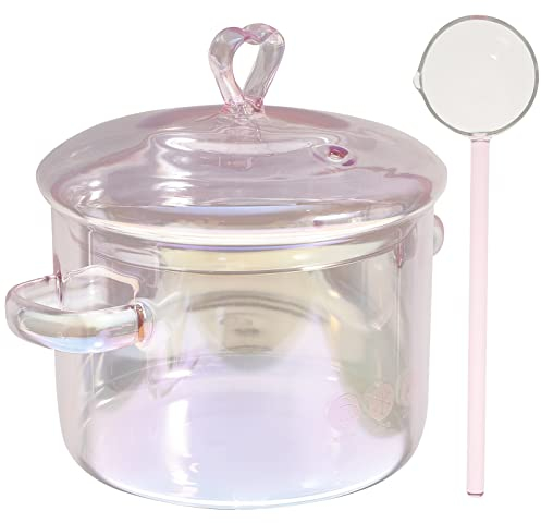 Kichvoe 1 Set pentola di immediato cibo rosa slow cooker slower cooker bollitori per il tè bollitore pentole con coperchi chiara pentola bollente il Bicchiere wok
