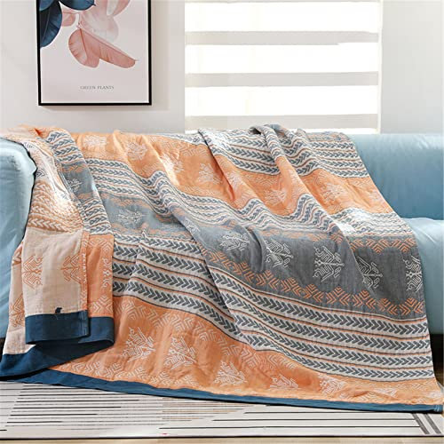 Hayisugal Tagesdecke Bettüberwurf 100% Baumwolle Boho Decke Baumwolldecke als Bett-Überwurf,Couch-Überwurf,Sofa-Überwurf,Doppelseitig Kuscheldecke, Weizenohr Orange, 150x200cm