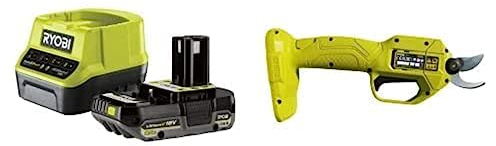 Bundle aus RYOBI 18 V ONE+ Akku-Gartenschere RY18SCA-0 + RYOBI 18 V Akku-Starter-Set RC18120-120C