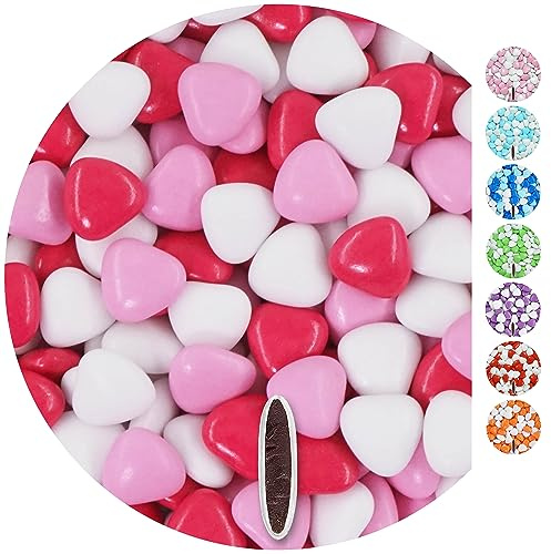 EinsSein 1kg Confetti di Cuore al cioccolato Mix mezzo bianco-rosa-rosa scuro lucido cuoricini matrimonio confettata confetto battesimo comunione cresima nascita confettis alla laurea decorazioni