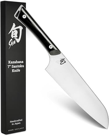Shun Kazahana 7 Santoku Knife, Handcrafted Japanese All Purpose Knife, AUS10A Stainless Steel Blade, Pakkawood Handle, Versatile Japanese Cutting Tool for Professional and Home Chefs