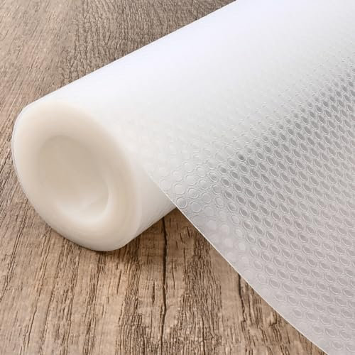 HUMOKI Drawer Liner, 45cm x 500cm Transparent Non-Slip Kitchen Cupboard Liner Roll, EVA Non-Adhesive Waterproof Washable for Home Office