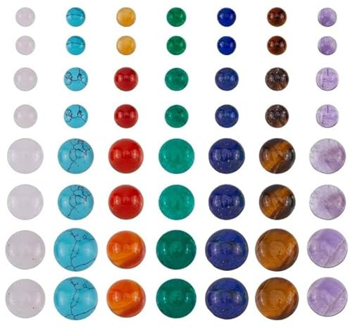 SUPERFINDINGS 56 pz 7 colori Cabochon Naturale Pietra Preziosa 4 dimensioni Semicircolare Cupola Pietra di Quarzo con Retro Piatto Pietra Senza Foro per La Creazione di Gioielli Fai Da Te