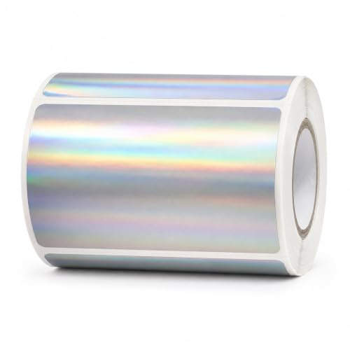 YIKIADA Silver Thermal Labels 76 × 50 mm Vinyl Printer Roll Sticker 200 PCS | Waterproof, Self adhesive, Removable, Writable, Perforated, Easy to peel, BPA-free, Direct printable tags for address name