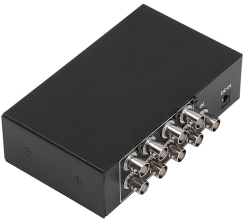 8 Port 1 in 8 Out BNC Video Splitter Box, 1080P Koaxialverteiler Verstärker für Videoüberwachungssystem CCTV Sicherheitskamera (EU-Stecker)