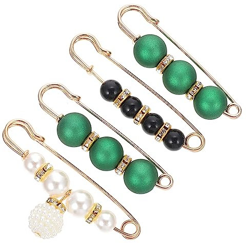 LIFKOME 4stücke Perlenbrosche Sicherheitsnadel Für Kleider Brosche Perlen Design Sicherheitsbrosche Für Kleidung Tasche Revers Pin Hosenbundclip Edelstahl Clip Anstecknadel Für Taschen Kle
