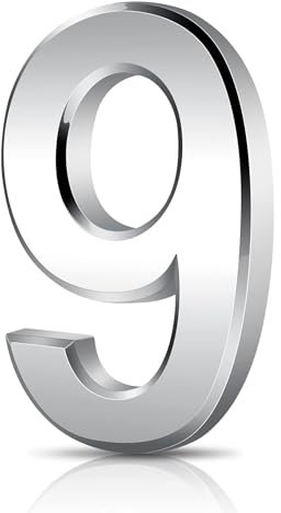 3 Inches 3D Mailbox Numbers Waterproof, Self Adhesive Address Stickers for House, Mail Boxes, Hotel Rooms - Silver (9)