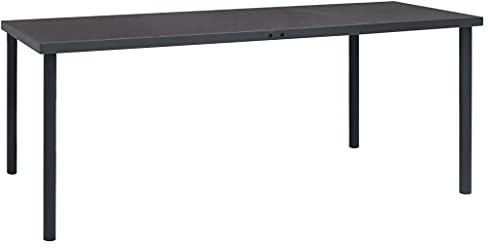 SDWEHO7 Gartentisch mit Glasplatte, Terrassentisch Balkontisch Wetterfest Garten Balkon Esstisch, Anthrazit 190x90x74 cm Stahl