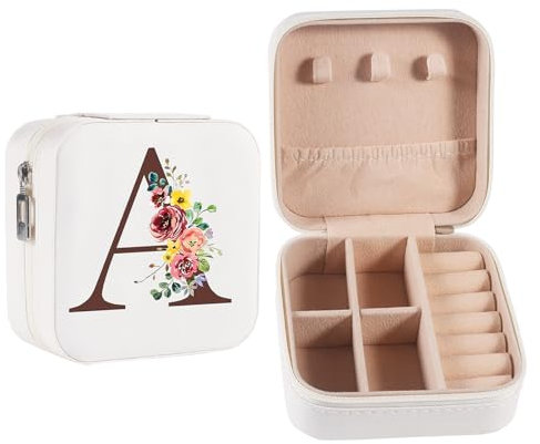 jewelora Schmuckkästchen Klein für Damen Mädchen Personalisierte Schmuckschatulle mit Geburtsblume Alphabet Foto Schmuckkästchen Reise Schmuck Organizer Schmuckaufbewahrung Frauen Geschenke (G)